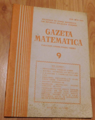 Gazeta matematica - Nr. 9 din 1985 foto