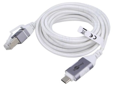 Cablu USB 3.1 RJ45 - USB C, 3m, Alb Gri - Goobay foto