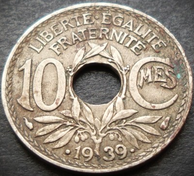 Moneda istorica 10 CENTIMES - FRANTA, anul 1939 * cod 2990 foto