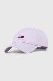 Tommy Jeans șapcă de baseball din bumbac culoarea violet, cu imprimeu, AW0AW15842