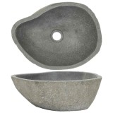 vidaXL Chiuvetă din piatră de r&acirc;u, 38-45 cm, ovală
