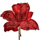 Flori Decorative de Crăciun cu Magnolie Roșie și Glitter Auriu, CMCLASS