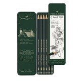 Creioane grafit, set 6 bucati, cutie metalica, HB, B, 2B, 4B, 6B, 8B, Faber-Castell