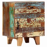 Cumpara ieftin Noptiera sculptata manual, 40 x 30 x 50 cm, lemn masiv reciclat