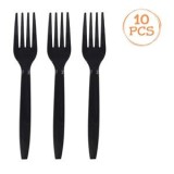 Furculite Reutilizabile Petrecere CMCLASS, Plastic Negru, Set 10 bucati, 15.8 cm