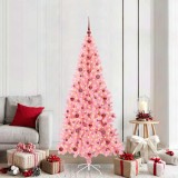 vidaXL Brad de Crăciun cu 300 LED cu suport Roz 210 cm PVC 3396438