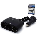 &Icirc;ncărcător Auto Olesson cu 3 Prize și 2 Porturi USB si voltmetru