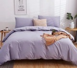 Cumpara ieftin Lenjerie de pat matrimonial cu husa elastic pat si fata perna patrata, Vera, bumbac ranforce, gramaj tesatura 120 g/mp, Lilac