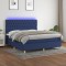 vidaXL Pat cu arcuri, saltea și LED, albastru, 180x200 cm, textil 3135699