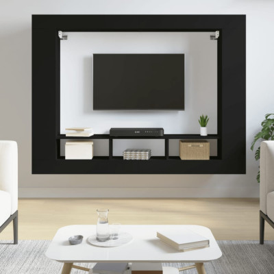 Comodă TV, negru, 152x22x113 cm, lemn prelucrat foto