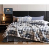 Cumpara ieftin Lenjerie Cocolino Cu Blanita de Iepure Pentru Pat Dublu, 6 piese Gri Pestrit - JO950