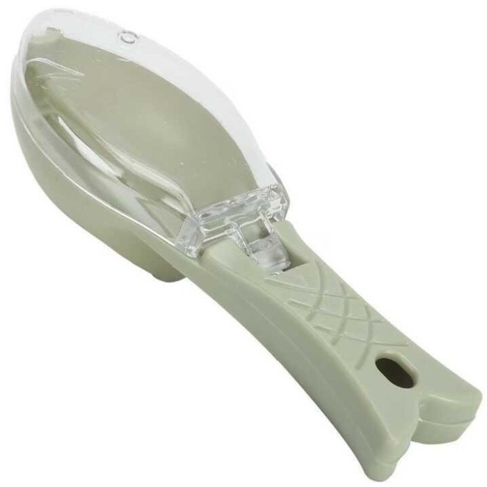 Curatator Manual Solzi de Peste, Forma Peste , Recipient cu Capcac pentru Solzi, Plastic, Verde deschis, 16x6 cm