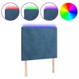 Cumpara ieftin Tablie de pat cu LED, albastru inchis, 100x5x118/128cm, catifea