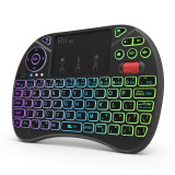 Mini tastatura wireless iluminata rgb, touchpad, scroll mouse, taste, Rii tek