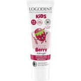 Gel dentar Logodent Happy Berry capsuni 0-6 ani, 75ml, pentru dinti sanatosi si indepartarea placii dentare