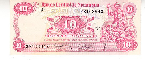 M1 - Bancnota foarte veche - Nicaragua - 10 cordobas - 1979