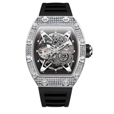 Ceas Barbati Onola 3838 Argintiu-Negru , Mecanic, Design Luxury, Luminos, Rezistent la Apa 3ATM
