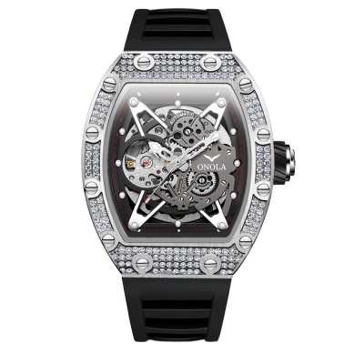 Ceas Barbati Onola 3838 Argintiu-Negru , Mecanic, Design Luxury, Luminos, Rezistent la Apa 3ATM foto