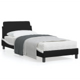 Cadru de pat cu tablie, negru si alb, 90x200 cm piele ecologica GartenMobel Dekor, vidaXL