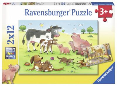 Puzzle familii animale, 2x12 piese foto