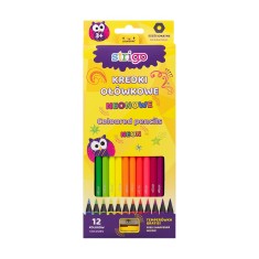 Creioane colorate Strigo Neon cu ascutitoare, 12 culori set