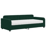 Cumpara ieftin Pat de zi cu saltea, verde inchis, 90x200 cm, catifea