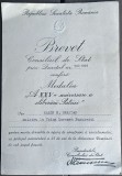 1969 Brevet semnat olograf de N CEAUSESCU, &rdquo;A XXV-a aniversare a Eliberarii Patriei&rdquo;, ptr N Grajdan, maistru electrician la LAROMET Bucuresti comunism