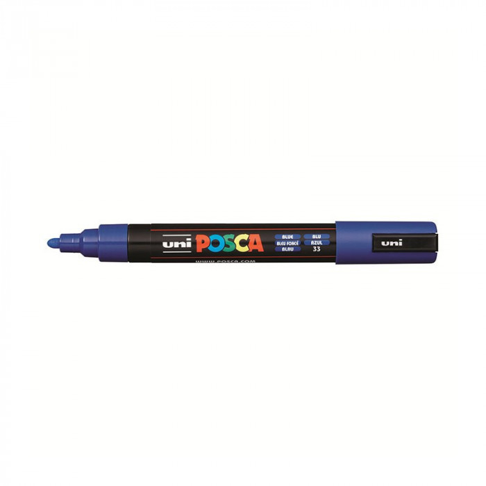 Marker universal UNI PC-5M Posca, 1.8-2.5 mm, albastru inchis