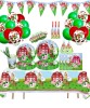 Set 147 piese vesela petrecere Animale de la Ferma pentru 10 copii, stegulete decorative, fata de masa, servetele, pahare, farfurii, dragoni care sufl