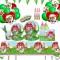 Set 147 piese vesela petrecere Animale de la Ferma pentru 10 copii, stegulete decorative, fata de masa, servetele, pahare, farfurii, dragoni care sufl