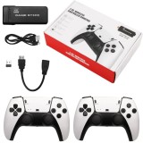 Consola tip stick cu 20.000 de jocuri video, memorie 64 GB, 2xcontroler wireless, cu cablu HDMI, alb/negru