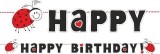 Ghirlanda Happy Birthday 180 x 18.7 cm, Negru/Rosu