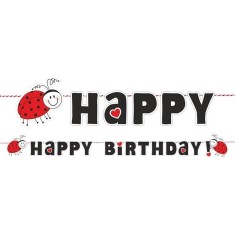 Ghirlanda Happy Birthday 180 x 18.7 cm, Negru/Rosu