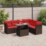 VidaXL Set canapele grădină cu perne 7 piese maro poliratan/lemn acacia 3326175