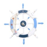 Roata decorativa din MDF, diametru roata 44.5cm, model carma marina cu plasa, alb/bleu Z-TOOLS / ZTS 8035