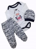 Set Haine Copii Bumbac Body Pantaloni Caciulita Zebra Marime 62