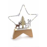 Decoratiune Ren lemn metal multicolor cu led II 17x2x19.5 cm