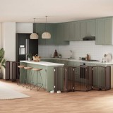 vidaXL Poartă c&acirc;ini pliabilă cu ușă 15 panouri maro 750 cm, lemn plop