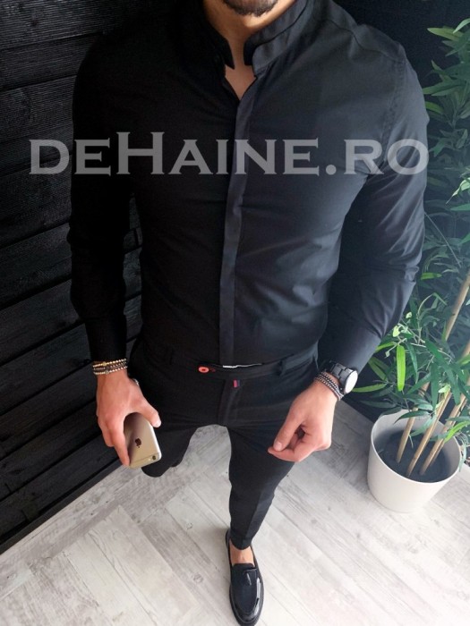 Camasa pentru barbati neagra - PREMIUM - camasa slim fit - cod A3749 Camasa pentru barbati neagra - PREMIUM - camasa slim fit - cod A3749