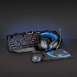 Kit Gaming cu fir 4-in-1 tastatura, casti, Mouse si Mouse Pad, Nedis