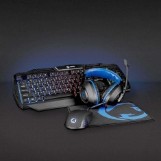 Kit Gaming cu fir 4-in-1 tastatura, casti, Mouse si Mouse Pad, Nedis