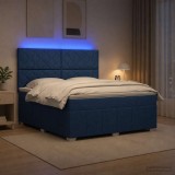 Cumpara ieftin Pat cu arcuri LED si saltea albastru 140 x 200 cm Tesatura