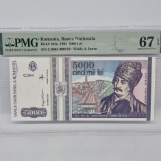 BANCNOTA UNC 5000 LEI 1993 GRADATA PMG 67 EPQ