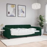 Cadru Pat VidaXL Verde Inchis 100x200 cm Catifea Canapea Extensibila Metalic Modern