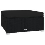Cumpara ieftin Taburet de gradina cu perna, negru, 70x70x30 cm, poliratan