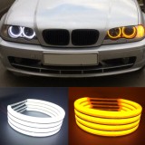 Angel Eyes COTTON compatibil BMW E46 fara lupa. Lumina: alba DRL + semnalizare