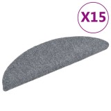 Cumpara ieftin Covorase pentru scari autoadezive, 15 buc., 56x17x3 cm, gri deschis, semirotunde