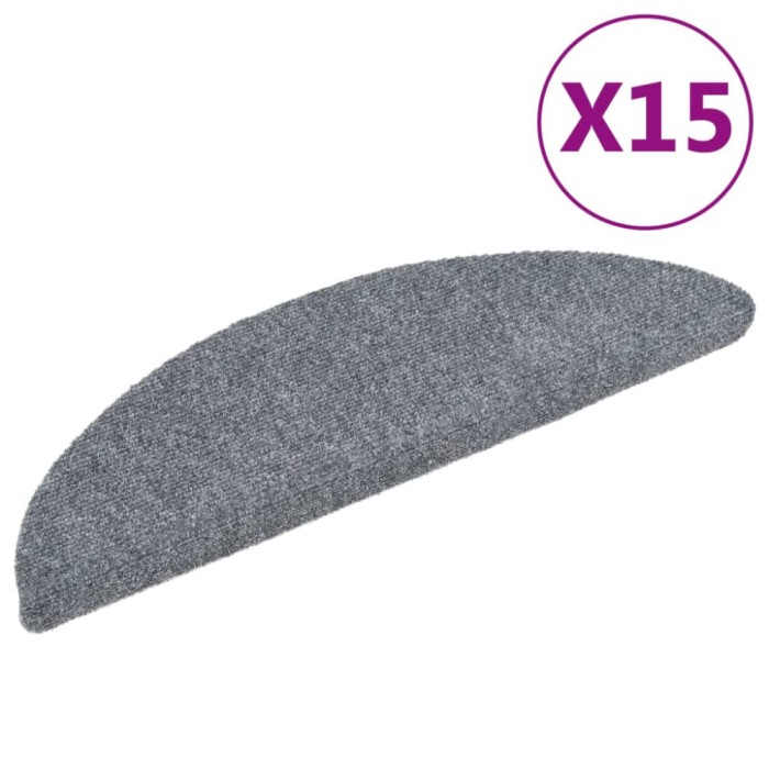 Covorase pentru scari autoadezive, 15 buc., 56x17x3 cm, gri deschis, semirotunde