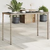 Cumpara ieftin Masă de grădină cu blat din sticlă gri, 115x54x74cm, poliratan