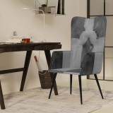VidaXL Scaun cu spătar &icirc;nalt, gri, piele naturală